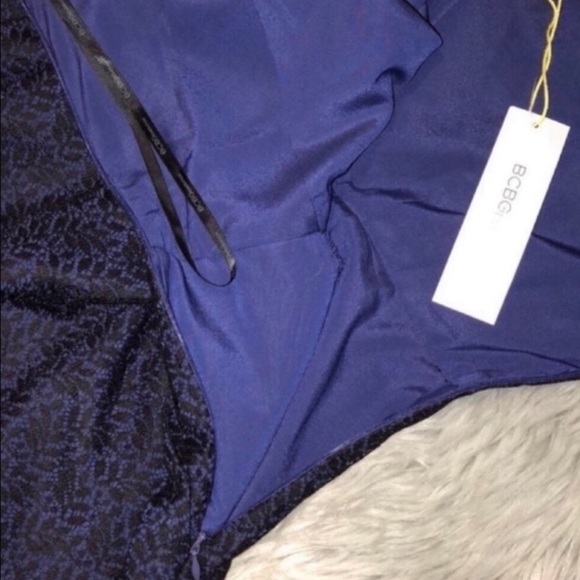 BCBGeneration NWT Navy Lace Overlay One Strap Summer Formal Cocktail Dress - Picture 3 of 8